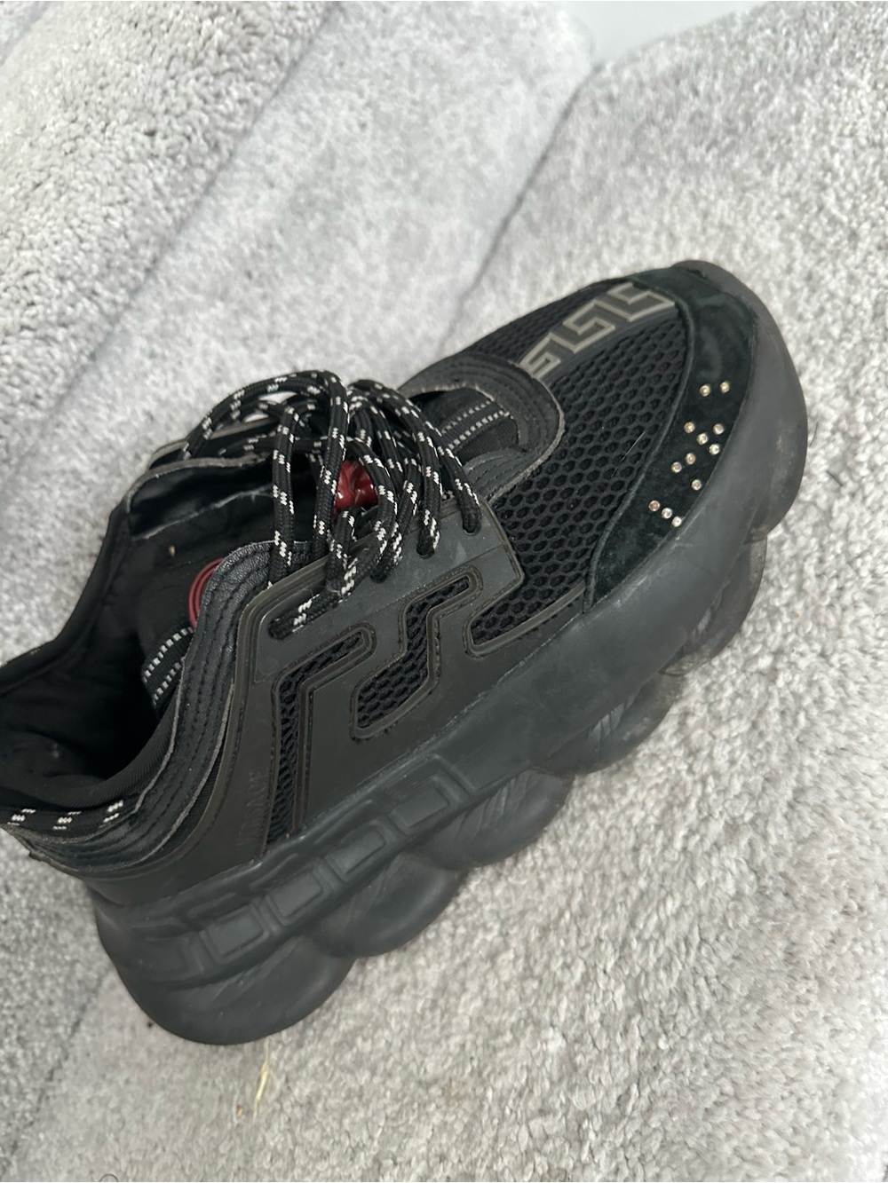Chunky Black Mesh Platform Sneaker